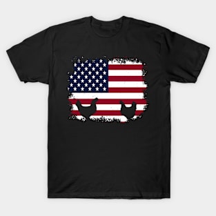 Patriotic Farmer 4Th Of July Chickens American Flag T-Shirt